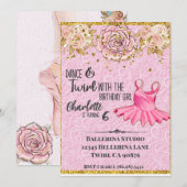 Invitation d'anniversaire tutu de ballerine rose (Devant / Derrière)