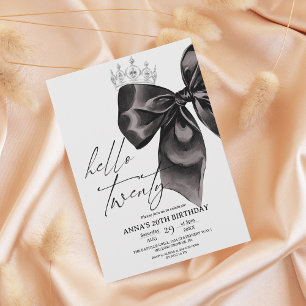 Invitation d'anniversaire Twenty Black Bow 20 ans