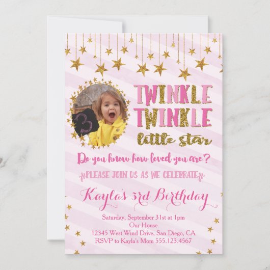 Invitation d'anniversaire Twinkle Twinkle Little S (Devant)