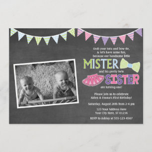 Invitation d'anniversaire Twins - Tutus et Cravate
