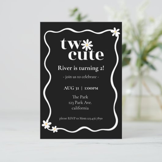 Invitation d'anniversaire Two Cute Daisy (Debout devant)
