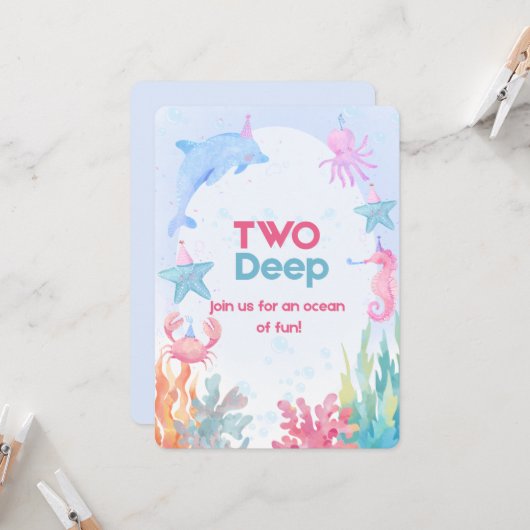 Invitation d'anniversaire Two Deep Ocean (Devant/Arrière en situation)