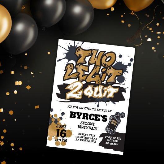 Invitation d'anniversaire "Two Legit to Quit"