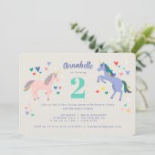Invitation d'anniversaire Two Licorne Twonicorn (Debout devant)