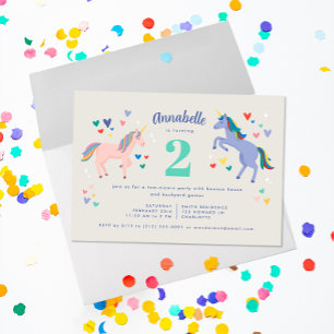Invitation d'anniversaire Two Licorne Twonicorn