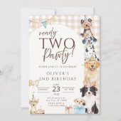 Invitation d'anniversaire TWO Pawty pour chiots (Devant)