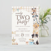 Invitation d'anniversaire TWO Pawty pour chiots (Debout devant)