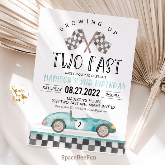 Invitation d'anniversaire TWO Rapide Course automo