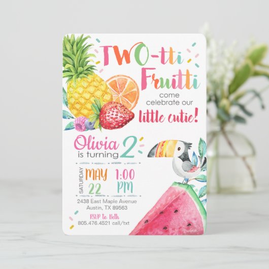 Invitation d'anniversaire Twotti Fruitti (Debout devant)