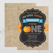 Invitation d'anniversaire un an avec citrouille ga (Devant / Derrière)