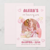 Invitation d'anniversaire un an Illustrative aquar (Devant / Derrière)