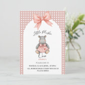 Invitation d'anniversaire un an peluche rose (Debout devant)