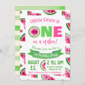 Invitation d'anniversaire UN dans un melon, pastèq (Devant / Derrière)