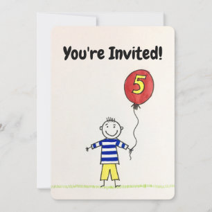 Invitation d'anniversaire - Un garçon de 5 ans ave
