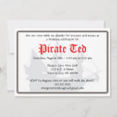 Invitation d'anniversaire - Un garçon pirate (Dos)