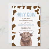 Invitation d'anniversaire une vache sainte une car (Devant)