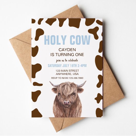Invitation d'anniversaire une vache sainte une car