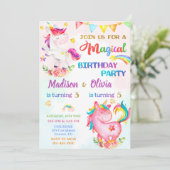 Invitation d'anniversaire Unicorn pour filles Magi (Debout devant)