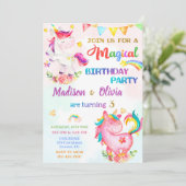 Invitation d'anniversaire Unicorn pour filles Magi (Debout devant)