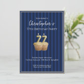 Invitation d'anniversaire unique bleu or pour ses (Debout devant)