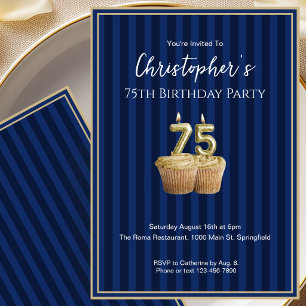 Invitation d'anniversaire unique bleu or pour ses