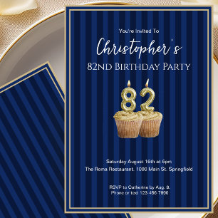 Invitation d'anniversaire unique bleu or pour ses