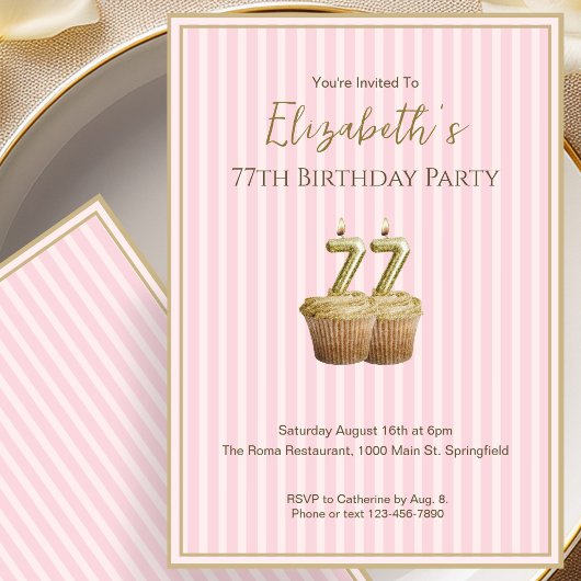 Invitation d'anniversaire unique rose or pour ses