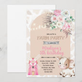 Invitation d'anniversaire vache boho (Devant / Derrière)