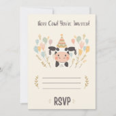 Invitation d'anniversaire Vache sacrée avec RSVP | (Devant)
