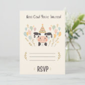 Invitation d'anniversaire Vache sacrée avec RSVP | (Debout devant)