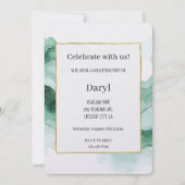 Invitation d'anniversaire vague abstraite verte (Devant)