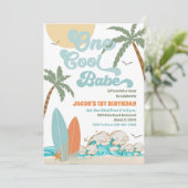 Invitation d'anniversaire vague de plage (Debout devant)