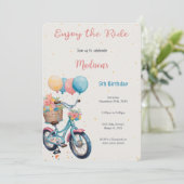 Invitation d'anniversaire vélo rose et bleu (Debout devant)