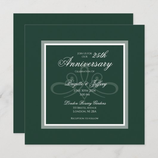 Invitation d'anniversaire vert émeraude (Devant / Derrière)