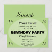 Invitation d'anniversaire verte et moderne (Devant / Derrière)