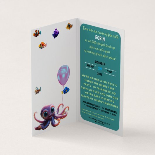 Invitation d'anniversaire verticale d'une fête (Intérieur)