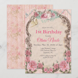 Invitation d'anniversaire victorienne vintage - TO