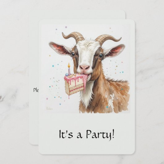 Invitation d'anniversaire "Vieux Bouc" Drôle Pour (Devant / Derrière)