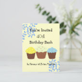 Invitation d'anniversaire Vignes et Cupcakes (Debout devant)