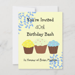 Invitation d'anniversaire Vignes et Cupcakes