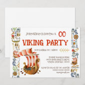 Invitation d'anniversaire Viking garçons 1-7 batea (Devant / Derrière)