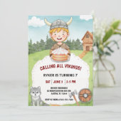 Invitation d'anniversaire Viking pour garçon, aqua (Debout devant)