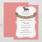 Invitation d'anniversaire Vintage à la ferme (chev (Devant / Derrière)