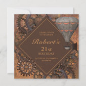 Invitation d'anniversaire Vintage à vapeur industr (Devant)