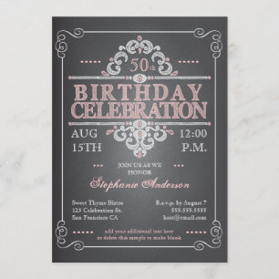 Invitation d'anniversaire vintage Chalkboard