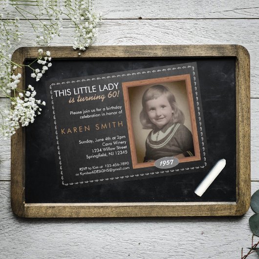 Invitation d'anniversaire vintage Chalkboard