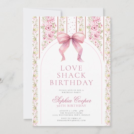 Invitation d'anniversaire Vintage Coquette Rose Lo (Devant)