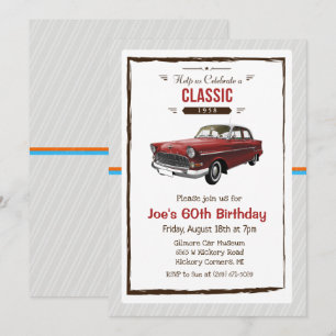 Invitation d'anniversaire vintage de voiture class