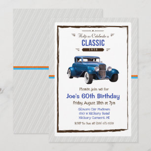 Invitation d'anniversaire vintage de voiture class