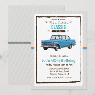 Invitation d'anniversaire vintage de voiture class